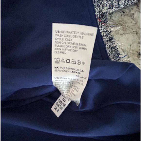 Chicos Blue Tweed Jacket Blazer Raw Hem Button Front Size 16/18 Chicos Sz 3 - Picture 9 of 13